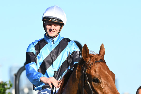 Ethan Brown suffered a fall in the Australian Guineas at Flemington earlier this month.