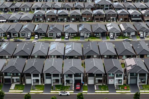 New housing in The Ponds, in western Sydney. 