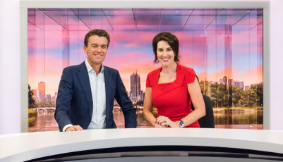 A reason to smile: ABC NewsBreakfast hosts Michael Rowland and Virginia Trioli are holding firm while their commercial rivals decline.