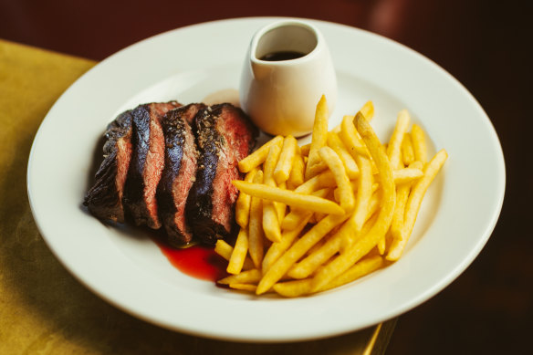 Steak frites with Bordelaise sauce. 