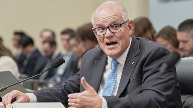 Former prime minister Scott Morrison speaks to a Select Committee on China hearing in Washington on Wednesday (Thursday AEST).