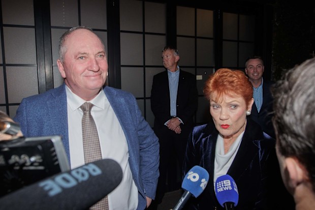 Pauline Hanson arriving at the event in South Melbourne. 