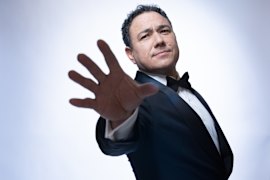 Dressed up for the Logies, Sam Pang brings spot-on timing and an astute judgment of tone.