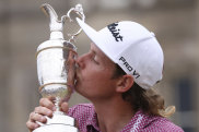 Cameron Smith kisses the Claret Jug at St Andrews last month.