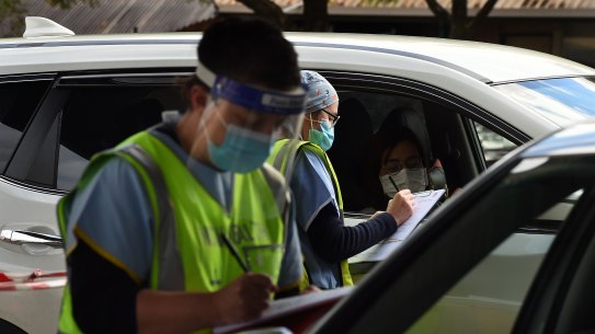 Coronavirus testing in Summer Hill, Sydney.