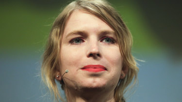 Chelsea Manning on stage in Berlin in May.