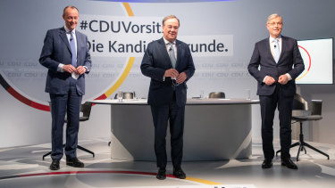 Friedrich Merz, Armin Laschet and Norbert Röttgen during a recent debate ahead of the CDU leadership election. 