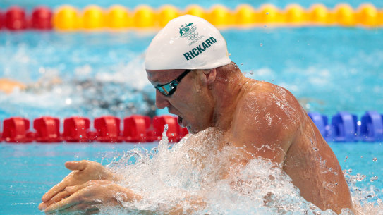 Brenton Rickard competes in one of the Olympic heats in London in 2012.
