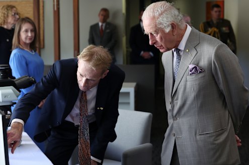 Richard Scolyer explains melanoma treatment advances to King Charles at Melanoma Institute Australia last October.