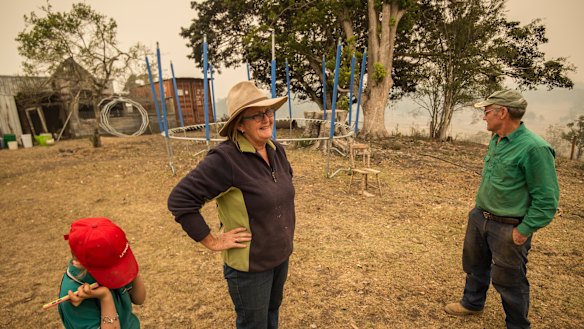 Dungay cattle farmers Sue and Ron Clarke plan to stay to fight the bushfires.