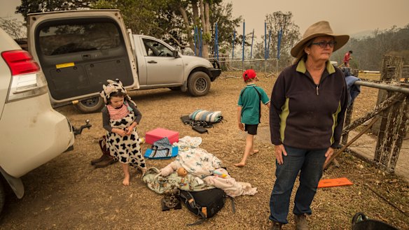 Dungay cattle farmer Sue Clarke packing a vehicle ahead of worsening  conditions.