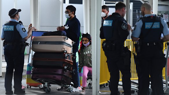 Passengers arrive at Sydney International Airport from Los Angeles off a United Airlines flight that arrived just after 6am on Thursday.