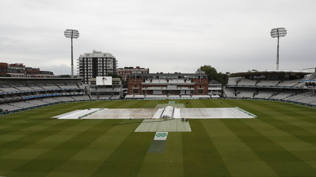The covers remained on at Lord's for most of the first day.