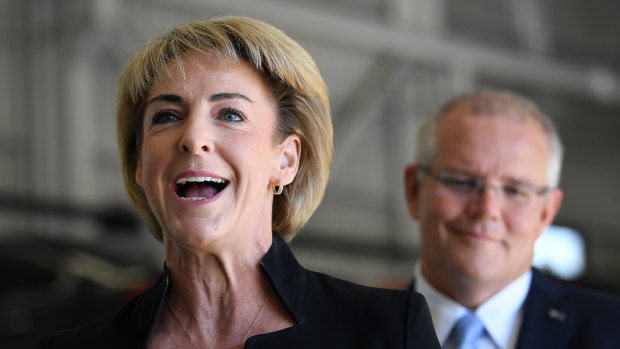 Small Business Minister Michaelia Cash on the campaign trail with Prime Minister Scott Morrison earlier this month.