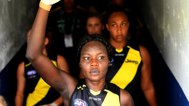 Living with racism: AFLW footballer Akec Makur Chuot doesn’t take public transport for fear of being shunned.