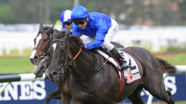 Kerrin McEvoy takes the Ranvet Stakes on Avilius at Rosehill in the autumn.
