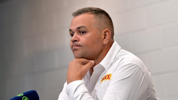 Broncos coach Anthony Seibold after Saturday night's shock loss to the Gold Coast Titans.