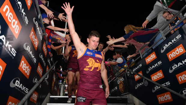 Dayne Zorko acknowledges fans after the Lions' win over the Western Bulldogs at the Gabba on Sunday.