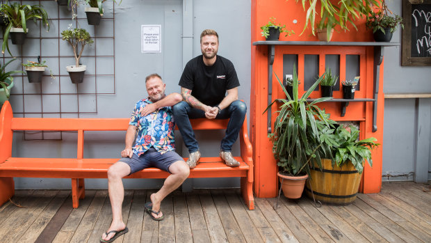 Chris Driscoll (left) and husband Keller Ross who own Sircuit and Mollies Bar and Diner in Fitzroy.