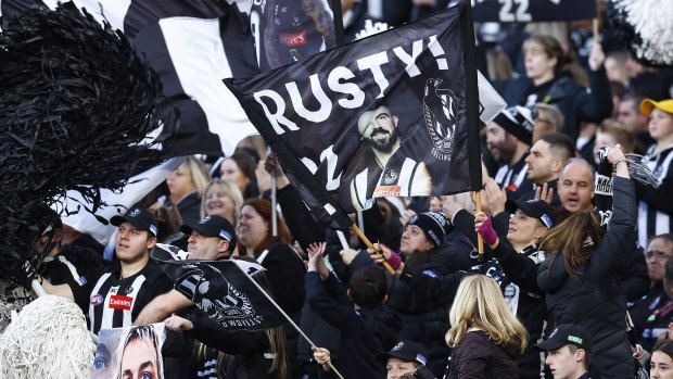 The Magpie army celebrate.