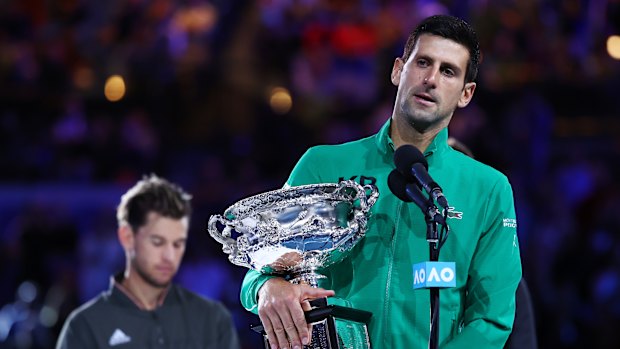 2020 Australian Open men's champion Novak Djokovic. The 2021 tournament remains uncertain.