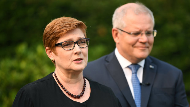 Foreign Minister Marise Payne, with Prime Minister Scott Morrison.
