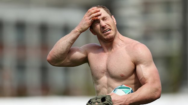 David Pocock during a training session in Japan in the lead-up to the World Cup.