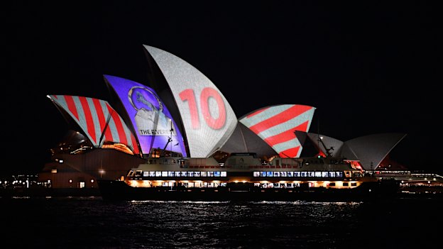 The Everest barrier draw was projected onto the Sydney Opera House.
