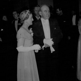 The Governor-General, Mr McKell, and Mrs Menzies show signs of their deep distress following the announcement at the Jubilee Ball that Mr Chifley had passed away, June 14, 1951.