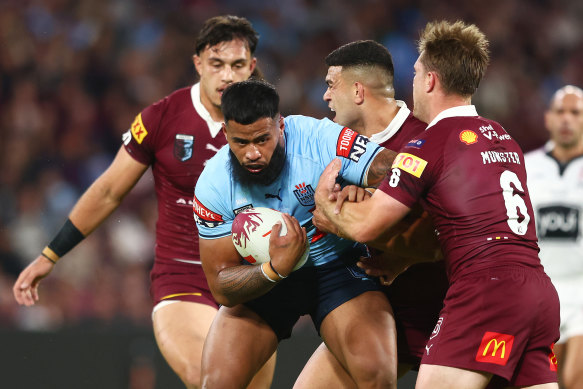 Payne Haas played 60 straight minutes in Origin II, yet was going better on the hour mark than some of the forwards who had just taken the field.