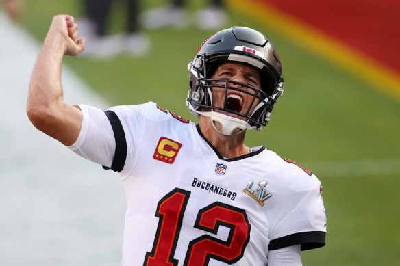 Tom Brady takes the field before Tampa Bay’s hometown Super Bowl win in 2021.