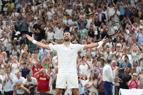 Novak Djokovic won a five-hour-plus classic to make an eighth consecutive Wimbledon semi-final.