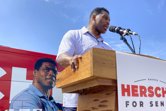 Republican Senate candidate Herschel Walker campaigns in 2021.