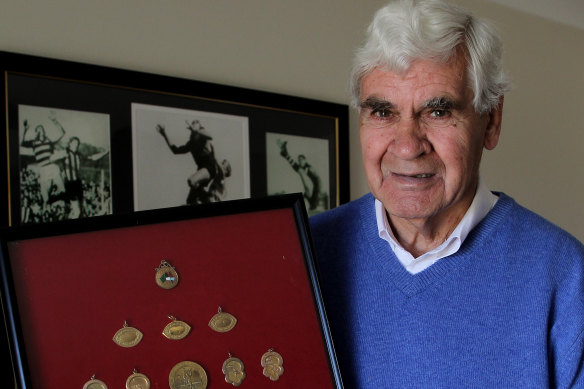 AFL great Graham "Polly" Farmer at home in 2010.