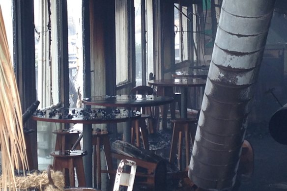 Inside the gutted restaurant. 