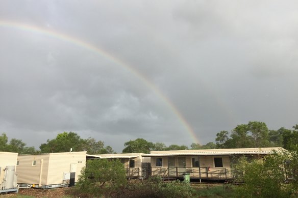 A rainbow over the Howard Springs Quarantine Facility in Darwin.