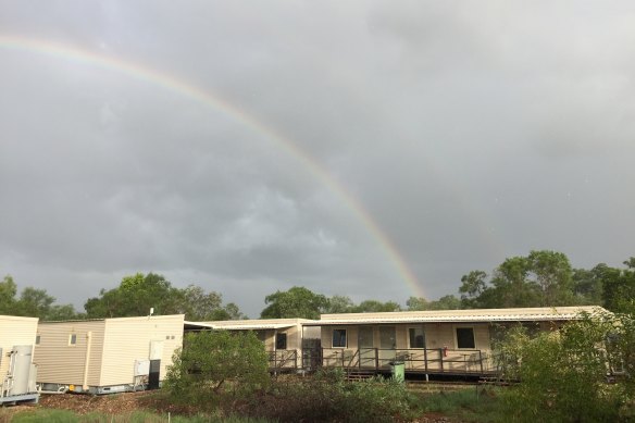 A rainbow over the Howard Springs Quarantine Facility in Darwin.