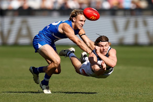 Ex-Kangaroo Charlie Lazzaro (left) could get a second shot at the AFL via this month’s mid-season draft.