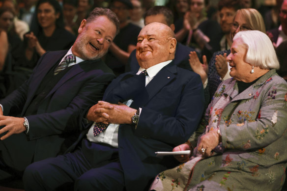 David Fox, Lindsay Fox and Paula Fox at the 2022 announcement of their $100 million pledge to the NGV.