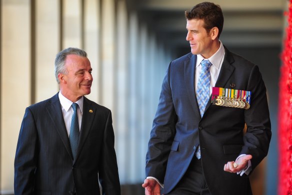 Australian War Memorial director Brendan Nelson and Victoria Cross recipient Ben Roberts-Smith in 2013.