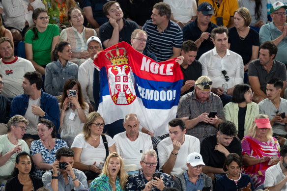 Djokovic’s fans were a constant source of support throughout his quarter-final clash.