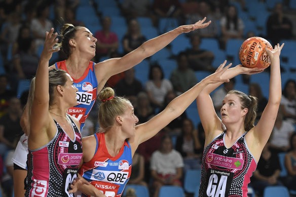 Samantha Goodem of the Thunderbirds takes a shot in Cairns.