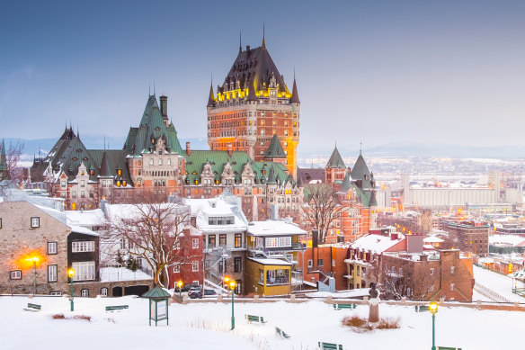 In the snow, Quebec City’s Fairmont Le Château Frontenac looks like something out of a fairy tale. 