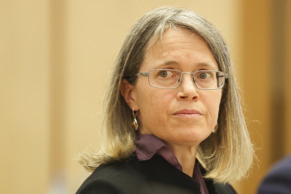 Jo Evans, Deputy Secretary, Department of Industry, Science, Energy and Resources, at a Senate estimates hearing at Parliament House on Monday.