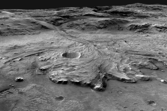 The Jezero Crater, where the Mars lander is.