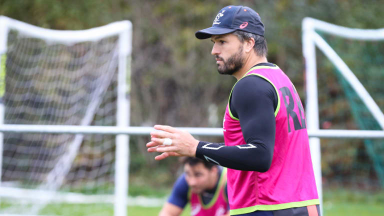 Back: Adam Ashley-Cooper trains with the Wallabies ahead of their Test against Wales on Saturday. 