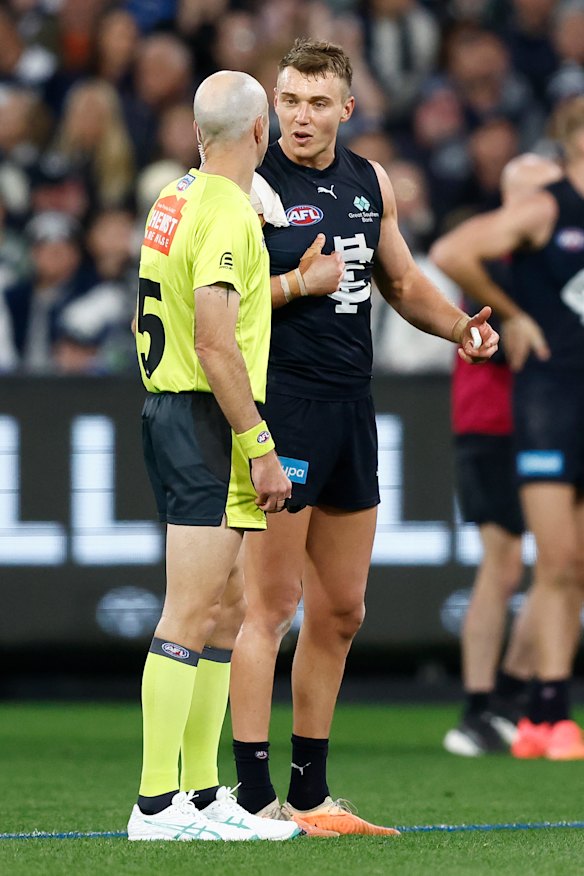 Carlton captain Patrick Cripps had a word with the umpire earlier this season.