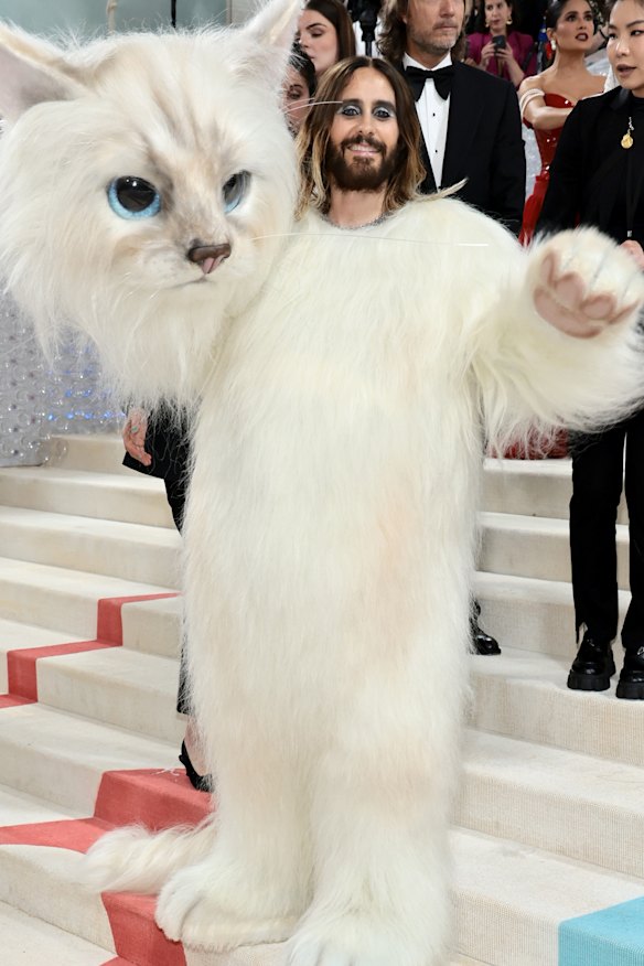 Jared Leto, dressed as Karl Lagerfeld’s cat Choupette at the 2023 Met Gala. 