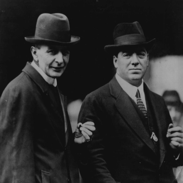 Detective John Brophy (right) with colleague Fred Piggott in 1950.