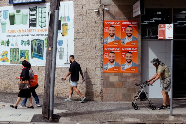 Campaign signage for Independent candidate for Blaxland Ahmed Ouf.